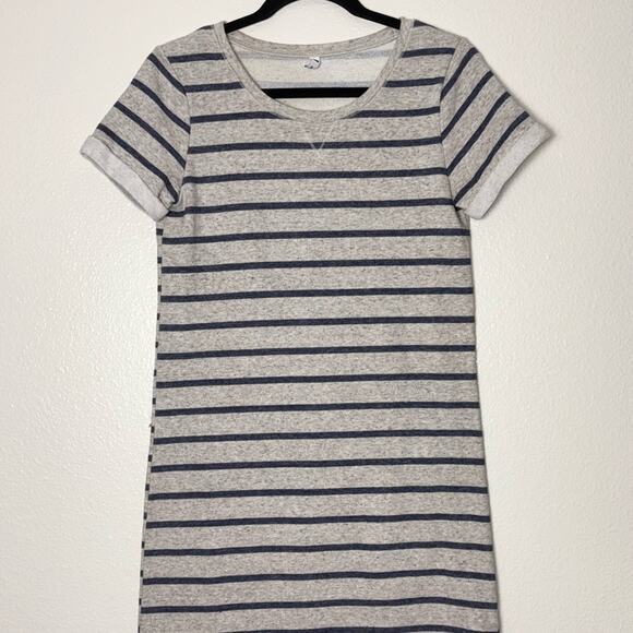 Hema T-Shirt Dress Women's Size Small Gray Blue Striped Sweater Shirt Dress - Picture 4 of 16